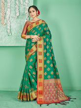 Teal Banarasi Art Silk Woven Saree